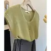 Top de punto corto hueco con cuello redondo para mujer, ajuste holgado de verano, diseño adelgazante, cobertura única protectora del sol, estilo fino