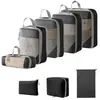 Set de 10 Bolsas de Almacenamiento de Viaje de Compresión Cuidadosamente Seleccionadas, Bolsa de Almacenamiento de Malla con Cordón para Empacar por Separado, Bolsa Organizadora para Equipaje, Maquillaje y Artículos de Tocador