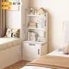 Mesita de noche de madera maciza estantería para niños librería armario de almacenamiento integrado mueble lateral para sofá de sala de estar mueble de almacenamiento de esquina color de madera original