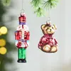 Colgantes para decoración de árbol de Navidad de productos nuevos transfronterizos, pequeños adornos colgantes creativos pintados a mano con vidrio, decoraciones de ambiente temáticas de erizo y oso