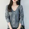 Cárdigan de punto calado estilo francés 100% algodón para mujer, suéter abrigo casual de corte holgado, engrosado y cálido, todo de algodón