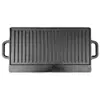 Grelha de Churrasco Listrada para Uso Externo no Atacado para Grelhar Peixe em Fogo Aberto, Grelha Retangular de Ferro Fundido com Duas Alças, Lado Duplo