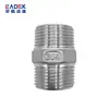 Aço inoxidável 304 conector externo de fio hexagonal de dupla cabeça fio a fio conexão direta direta tubo de água curto interno 4 pontos 6 pontos 1 polegada