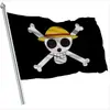 One Piece Bandera de Luffy Decoración de Halloween Bandera de Pirata Sombrero de Paja Atrezzo Fotográfico para Escena de Alojamiento Local Bandera Impresa Multicolor