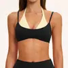 Sujetador de bloques de color transfronterizo europeo y americano, tipo dos piezas falso, doble tirante, tejido cepillado, sujetador de cuello halter, ropa interior deportiva para correr y fitness 2585