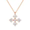 Collar Transfronterizo Ins Nuevo Trébol de Cuatro Hojas de la Suerte con Diamante Acero de Titanio Chapado en Oro Personalizado Cadena para Clavícula con Circonita Brillante
