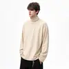 Comercio Exterior Otoño Camiseta de Manga Larga de Algodón Puro Polar Holgada Capa Base para Hombre Cuello Semi Alto para Hombre Venta al por Mayor Transfronteriza de Amazon