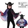 Capa con Cuernos de Diablo para Niños de Halloween Bruja Calabaza Mago Vestido de Actuación Capa para Niños