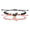 Pulsera tejida de mariposa al por mayor transfronterizo, pulsera de cuentas para parejas y amigos, pulsera de cordón de cera ajustable con mariposa de aleación