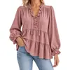 Annuo Desarrollo Propio 2026 Ropa Femenina Europea y Americana Estación Independiente de Amazon Moda Casual Top de Manga Larga con Cuello en V y Volantes con Cordón