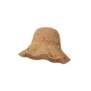Sombrero de Sol de Verano Calado Transpirable Sombrilla de Playa Sombrero de Pescador Tejido de Paja de Ala Ancha Color Vacaciones en la Costa para Mujer