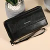 Cartera de Piel Sintética para Hombre con Múltiples Ranuras para Tarjetas Estilo Largo Casual de Gran Capacidad Bolso de Mano Multifuncional para Teléfono y Cambio