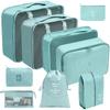 Set de Bolsas de Almacenamiento para Viaje, Set de 11 Piezas para Viajes de Negocios, Bolsas de Almacenamiento con Cordón para Ropa, Bolsas de Almacenamiento Plegables de Malla para Maquillaje y Artículos de Tocador