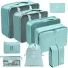 Set organizador de viaje premium, incluye 11 piezas: bolsas para guardar ropa, bolsas con cordón, bolsas para cosméticos y artículos de tocador, y bolsas de malla plegables para almacenamiento