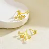 Brincos Europeus e Americanos Transfronteiriços, Design Geométrico de Estrela de Cinco Pontas com Cravação de Diamante, Brincos de Luxo, Acessórios de Orelha Versáteis de Nicho