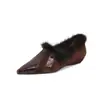Zapatos de Mujer con Punta, que Aumentan la Altura, Forrados de Borrego, Estilo Nuevo Invierno 2026, Plataforma Baja, Moda Versátil, Cálidos Mocasines, Zapatos Peludos