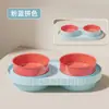 Nuevo Comedero para Gatos Doble Comedero de Comida Protege la Columna Cervical y Previene Volcarse Mascota Perro y Gato Comida Arroz Comedero Cuenco de Agua Bebida Todo en Uno