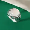 Novo Anel de Pedra Lunar Geométrica Redonda Mais Vendido Transfronteiriço Anel de Personalidade da Moda de Alto Grau