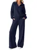Conjunto Deportivo Casual Otoño/Invierno 2026 Comercio Exterior Transfronterizo Europeo y Americano: Conjunto de Dos Piezas para Mujer: Sudadera de Manga Larga con Cremallera y Pantalones de Pierna Ancha