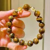 Otoño e Invierno Maillard Natural Fino Ojo de Tigre Amarillo Torre Cristal Blanco Cristal Ágata Pulsera Pulsera Auténtico Soporte Reinspección