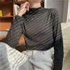 Camiseta Base de Manga Larga Ajustada Versátil para Mujer, Parte Superior de Mascarilla Facial de Seda de Leche, Cuello Semi-Alto, Nueva Colección 2026