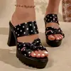 Sandalias de Tacón Alto de Moda para Celebridades de Internet para Mujer Verano Ropa de Exterior 2026 Nuevas Chanclas de Lunares Tendencia Tacón Grueso Antideslizantes