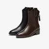 Botas de Equitação Femininas Bico Fino Salto Bloco 2026 Outono/Inverno Novas Salto Baixo Solado Macio Versátil Retrô Botas Curtas para Mulheres