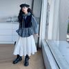 Traje de Primavera y Otoño para Niñas 2025 Nueva Moda Camisa a Cuadros Casual y Falda Conjunto de Dos Piezas Ropa Infantil Transfronteriza