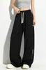 Pantalones deportivos de chándal versátiles de moda para mujer, talla grande, estilo americano de otoño, pantalones grises de pierna ancha, pantalones casuales fluidos para jóvenes, modernos