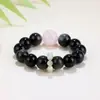 Pulsera de Obsidiana Plateada de Venta Caliente en Tiktok para Mujeres, Pulsera de Cuenta de Buda de Jade Cristal Rosa Natural para Hombres, Joyería de Mano para Parejas del Año Zodiacal