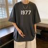 Dropshipping 1977 Manga Curta Masculina Roupa de Verão Camiseta Básica High Street Americana Marca Tendência Tamanho Grande Oversize
