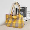 49231 Bolso de Hombro de Cuadros de Nuevo Estilo, Doble Cara, Doble Uso, Bolso de Lona de Moda Simple de Gran Capacidad para el Trabajo