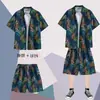 Terno de praia de verão masculino, camisa floral de manga curta, casual, esportivo, havaiano, casal, shorts à beira-mar, conjunto de duas peças para férias