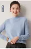 Suéter de punto versátil para mujer, 100% cachemir, cuello semi-alto, nuevo para Otoño/Invierno, grueso, capa base de manga larga