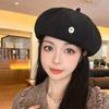 Boina de lana para mujer otoño e invierno estilo coreano combinable japonés británico letra B metálica sombrero de pintor Beilei sombrero octogonal