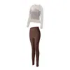 Conjunto de yoga feminino, sem costura e de alta elasticidade, modelador, para treinamento profissional de fitness, corrida e como peça externa, conjunto de duas peças