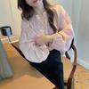 Yiye Zhiqiu/Camisa de Manga Larga con Temperamento a Rayas de Primavera y Otoño, Suave, Coreana, para Ir al Trabajo, Manga Linterna, Protección Solar, Top Estilo Occidental
