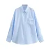 Fabricante Mayorista de Ropa Femenina Transfronteriza 2026 Nuevo Estilo Europeo y Americano Camisa Casual Holgada de Rayas Multicolor con Decoración de Bolsillo Único