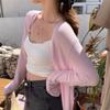 Cardigã Fino de Proteção Solar Feminino Jaqueta Tricotada de Seda Gelo Verão Blusa Externa Novo Top Branco Camisa de Ar Condicionado Fábrica
