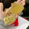 Lingote de Oro Puro 999 Dios de la Riqueza Gato de la Suerte Hello Kitty Gato Cadena de Teléfono Dorada Llavero Colgante para Bolso