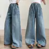 Roupas Infantis Jeans para Meninas para Crianças Maiores 2026 Nova Coleção Primavera e Outono Estilo Coreano Versátil Casual Calças de Pernas Largas