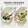 Cesta escurridora multiusos de doble capa escalonada para cocina, lavabo para lavar verduras, compartimentos separados para evitar la mezcla de olores, cesta de almacenamiento doméstico de gran capacidad
