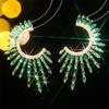 Aretes de diamantes de imitación de vidrio de colores en forma de C transfronterizos europeos y americanos más vendidos de Amazon para mujer, aretes y pendientes exagerados personalizados