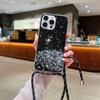 Aplicável em Fronteiras no Sudeste Asiático Capa para Celular com Cordão Brilhante Iphone17 Capa Protetora Anti-Queda de Resina com Lantejoulas 16Pro