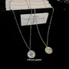 Colar Pingente Estrela Redonda de Zircônia Banhado a Ouro Real 14K Estilo Coreano Estilo Ins Corrente para Clavícula Colar Versátil para o Dia a Dia para Mulheres