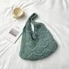 Bolsa de tricô casual vazada estilo coreano para mulheres, nova bolsa tote de palha grande capacidade para o verão de 2026, bolsa de praia