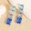 Brincos Quadrados de Zircônia Aquamarina Geométricos Simples Joias de Moda Versáteis Brincos Tendência Brincos Femininos Atacado