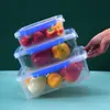 Compartimento Refrigerado Retangular Transparente de Plástico para Gaveta de Geladeira com Tampa, Caixa de Embalagem Refrigerada Selada, Caixa de Armazenamento
