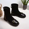 Botas de algodão confortáveis estilo coreano com sola macia, botas outono e inverno 2026, novo estilo fresco e moderno, botas femininas estilo Martin com bico redondo