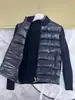 Marca M En Stock Invierno Nuevo Empalmado Chaqueta de Plumas Mengjia Suéter Cálido Mangas de Punto Moda Cálida Abrigo con Cuello Alto